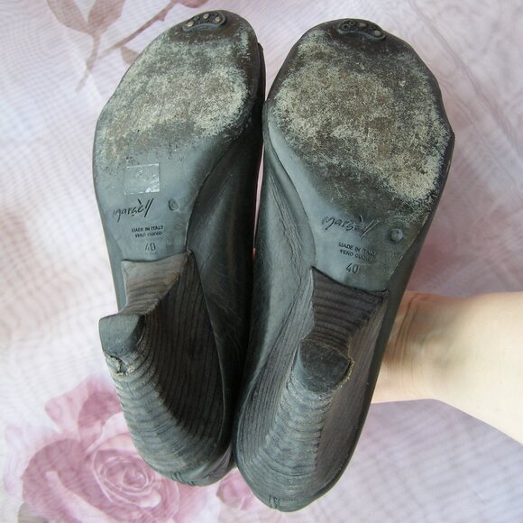 MARSELL size 40/9-9.5 Black Leather lace up Open toe shoes USED - need repair - Picture 7 of 16